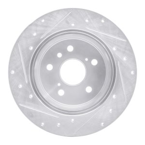 Lexus RX300 Brake Rotor (1) - Rear Right - R1 Concepts - Drilled & Slotted - Silver - `92-`03